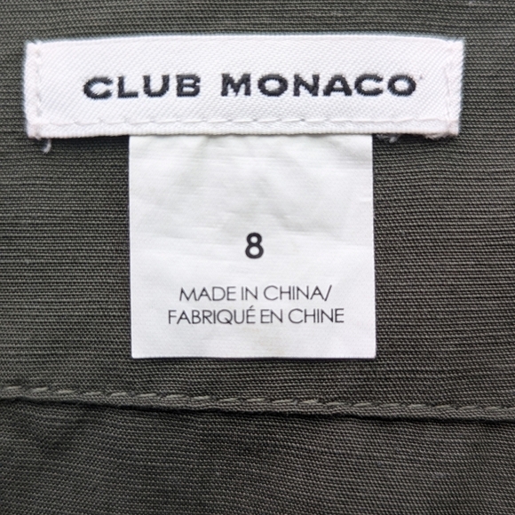 Club Monaco Olive Green Midi Skirt High Waist Linen Blend Size 8 Pockets - Picture 8 of 16